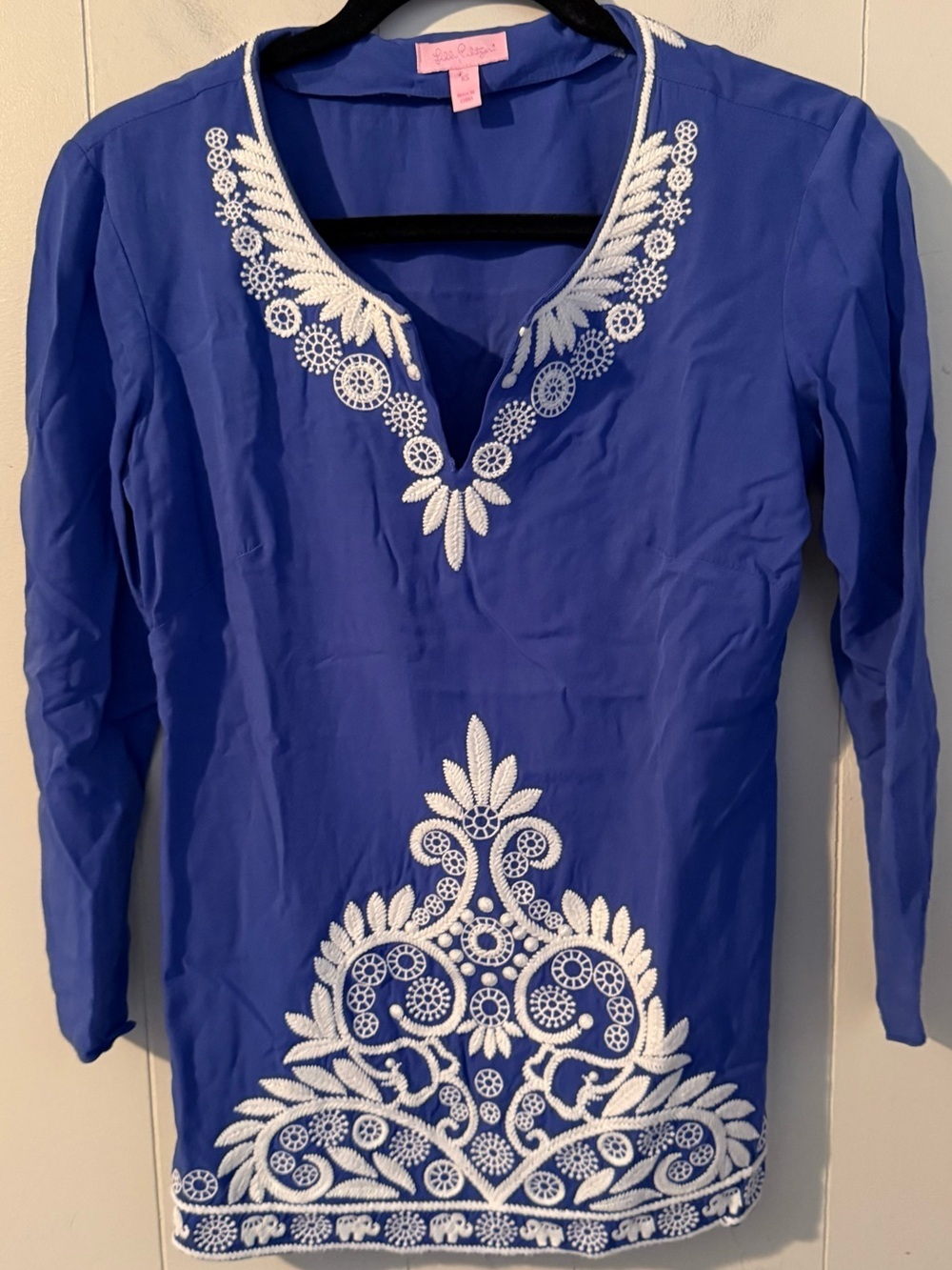 Lilly Pulitzer Charlotte Tunic Top Iris Blue Jungle Panel, XS